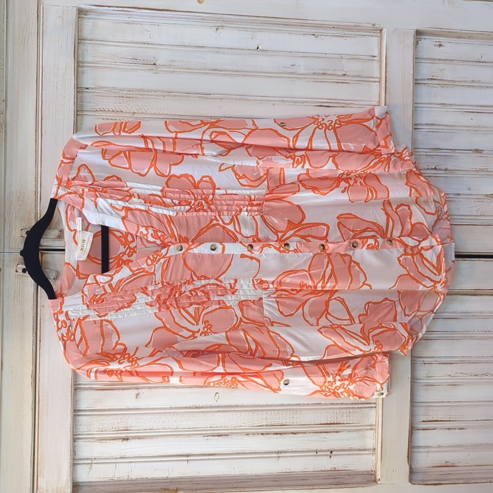 Maeve, By Anthropologie, orange floral blouse. Small